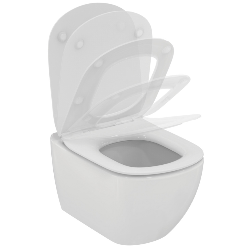 Ideal Standard T354601 - Inodoro suspendido TESI con asiento de cierre amortiguado, cerámica/blanco