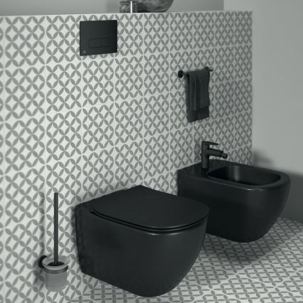 Ideal Standard T3546V3 - Inodoro suspendido TESI con asiento SoftClose, cerámica/negro
