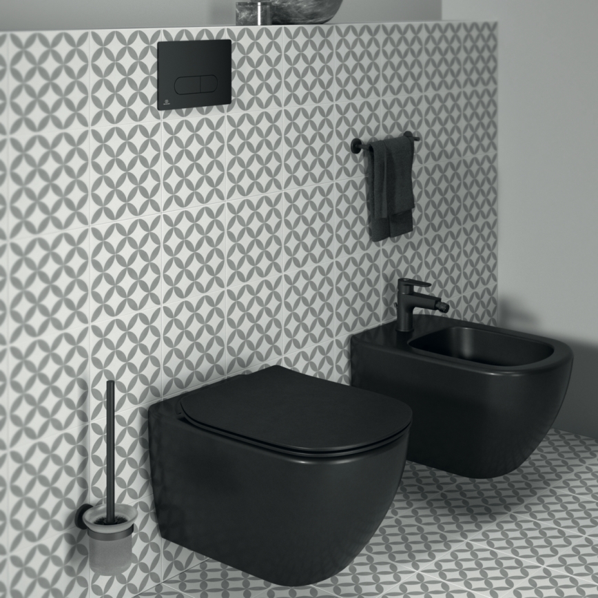 Ideal Standard T3546V3 - Inodoro suspendido TESI con asiento SoftClose, cerámica/negro