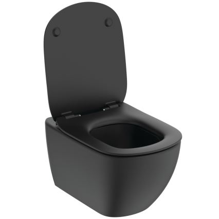 Ideal Standard T3546V3 - Inodoro suspendido TESI con asiento SoftClose, cerámica/negro