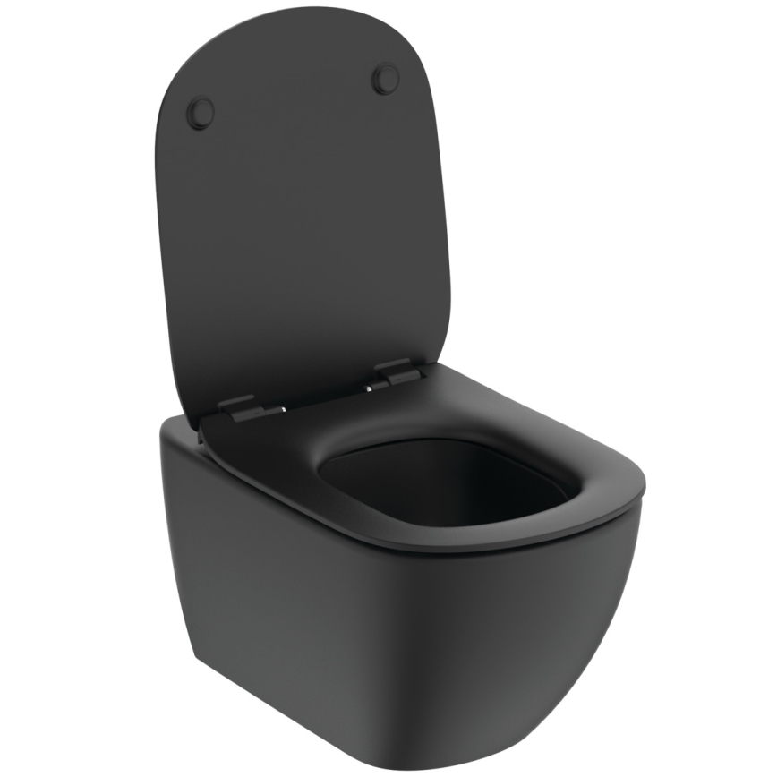 Ideal Standard T3546V3 - Inodoro suspendido TESI con asiento SoftClose, cerámica/negro