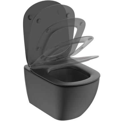 Ideal Standard T3546V3 - Inodoro suspendido TESI con asiento SoftClose, cerámica/negro