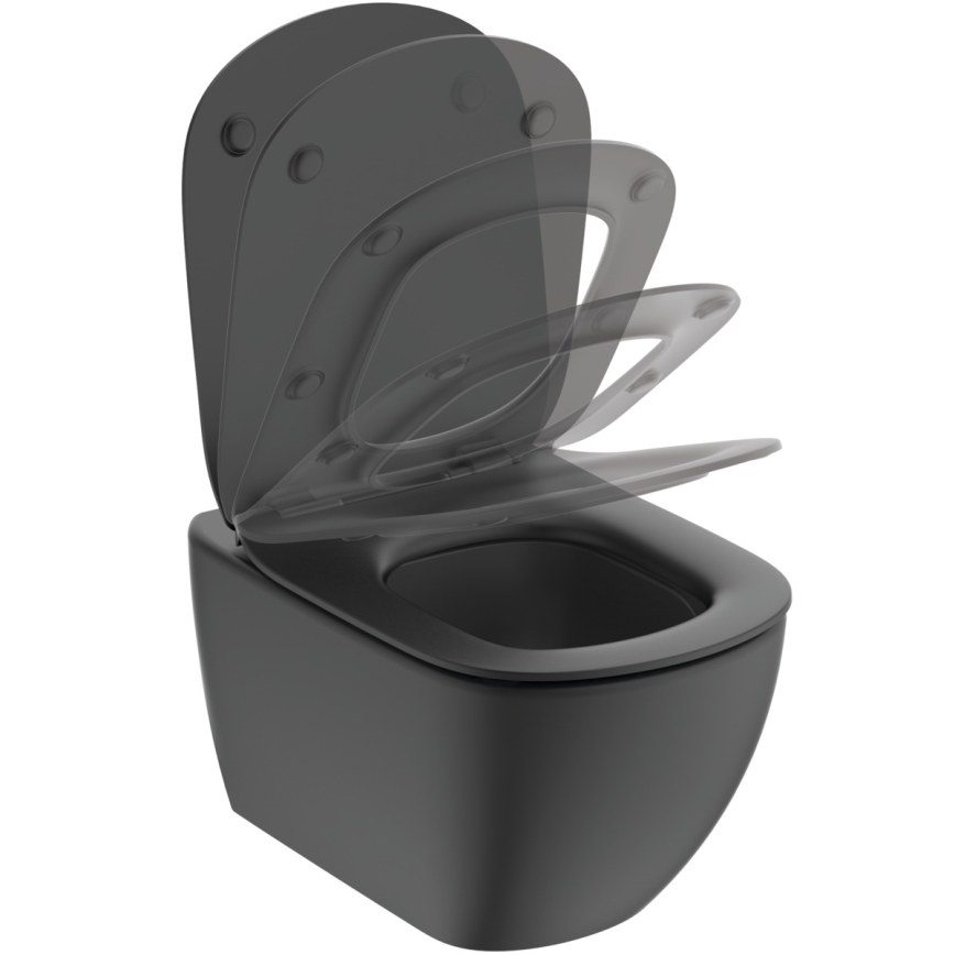 Ideal Standard T3546V3 - Inodoro suspendido TESI con asiento SoftClose, cerámica/negro