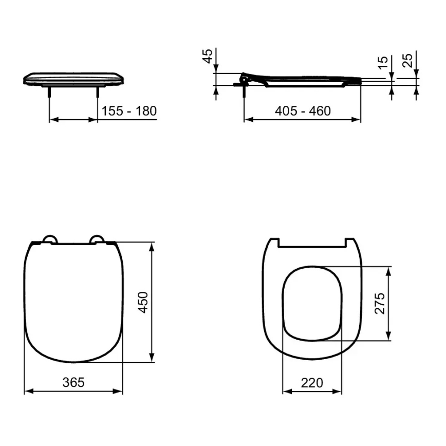 Ideal Standard T552201 - Asiento de inodoro SoftClose TESI blanco