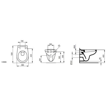 Ideal Standard V390601 - Inodoro suspendido EUROVIT, cerámica, blanco