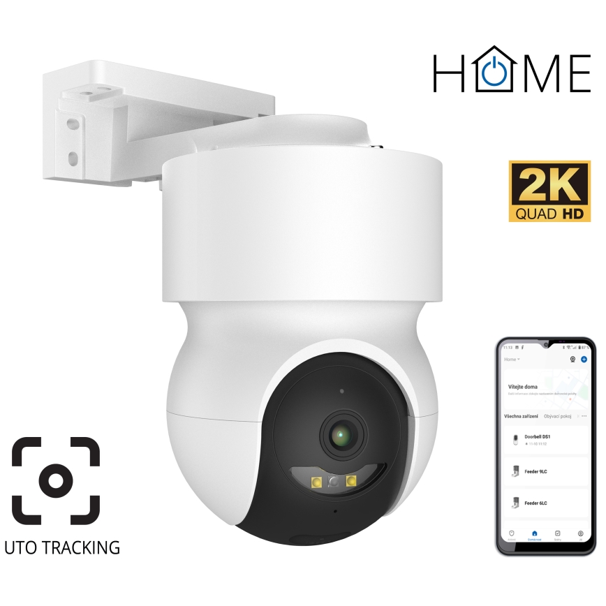 Cámara exterior inteligente con sensor de movimiento 2K 12V IP65 Wi-Fi Tuya blanca