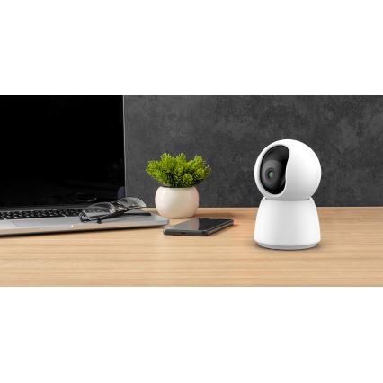 Cámara inteligente con sensor de movimiento 2K, 5V, Wi‑Fi compatible con Tuya, blanca