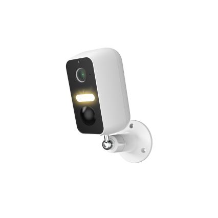 Cámara exterior inteligente 2K con sensor de movimiento, batería de 9600 mAh, IP65, Wi‑Fi Tuya, blanca