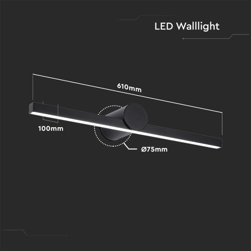 Iluminación LED para espejo de baño LED/10W/230V 4000K IP65 negro