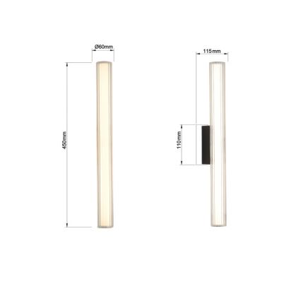 Iluminación LED para espejo de baño LINEA LED/8W/230V 3000/4000/6000K IP44 45 cm negra