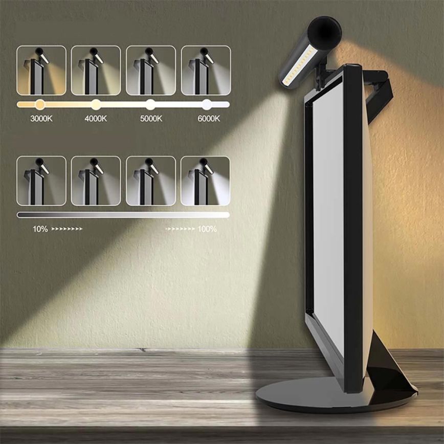 Iluminación LED regulable para monitor táctil LED/5W/5V 3000/4000/5000/6000K 42 cm negro