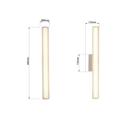 Luz LED para espejo de baño LINEA LED/8W/230V 3000/4000/6000K IP44 45 cm cromo mate