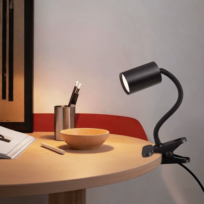 Lámpara flexible con clip PUNTO 1xGU10/9W/230V negra