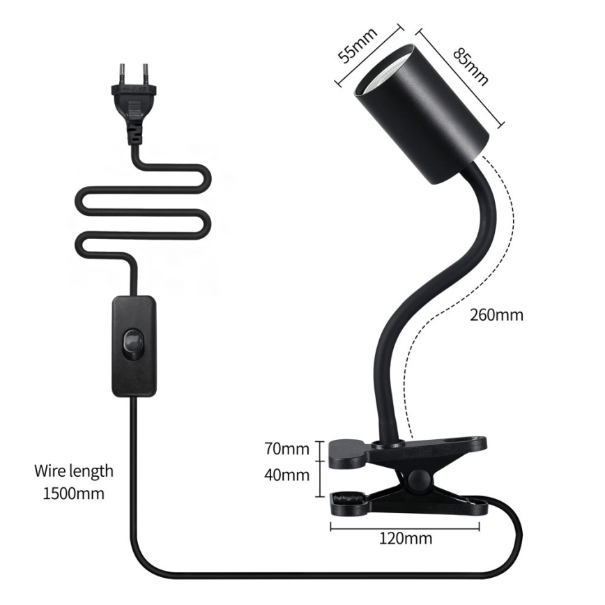 Lámpara flexible con clip PUNTO 1xGU10/9W/230V negra