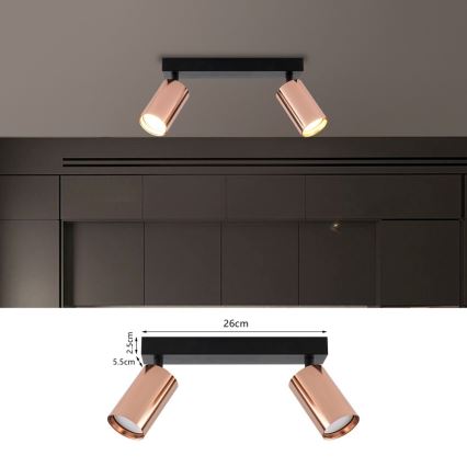 Foco orientable PUNTO 2xGU10/9W/230V oro rosa