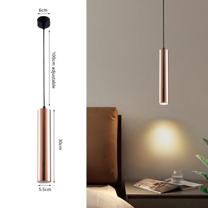 Lámpara colgante con cable PUNTO 1xGU10/9W/230V oro rosa