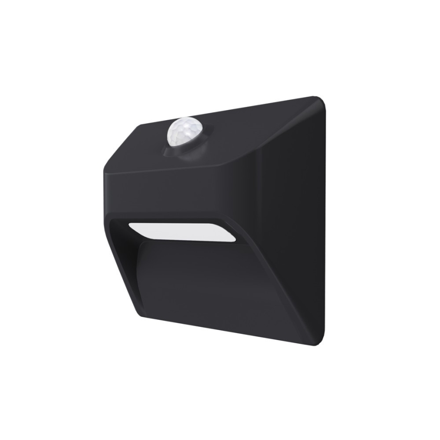 Luz LED recargable para escalera con sensor de movimiento y crepúsculo STEP LIGHT LED/0,3W/3,7V 2200 mAh IP53 negro