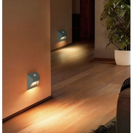 Immax 08309L - Lámpara LED recargable para escalera con sensor STEP LIGHT LED/0,3W/3,7V 2200 mAh IP53 gris