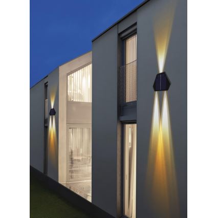 Lámpara de pared solar LED con sensor LED/2W/5V IP54 1300 mAh