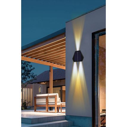 Lámpara de pared solar LED con sensor LED/2W/5V IP54 1300 mAh