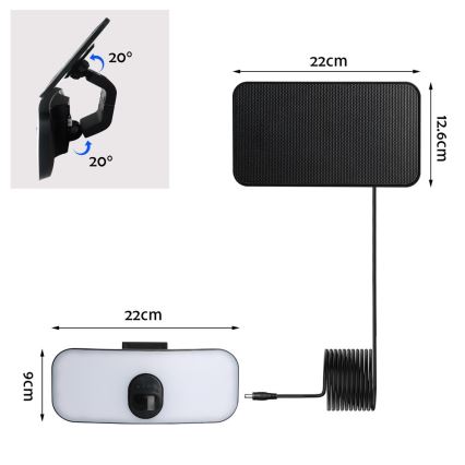 Lámpara de pared solar LED con sensor LED/13W/3,7V 4000K IP65 400 mAh