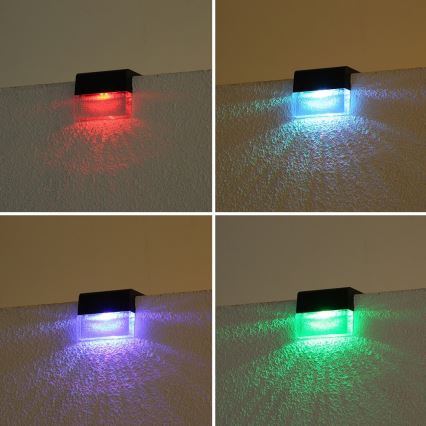 SET 2x LED RGB Aplique solar LED/1W/1,2V 3500K IP65 600 mAh