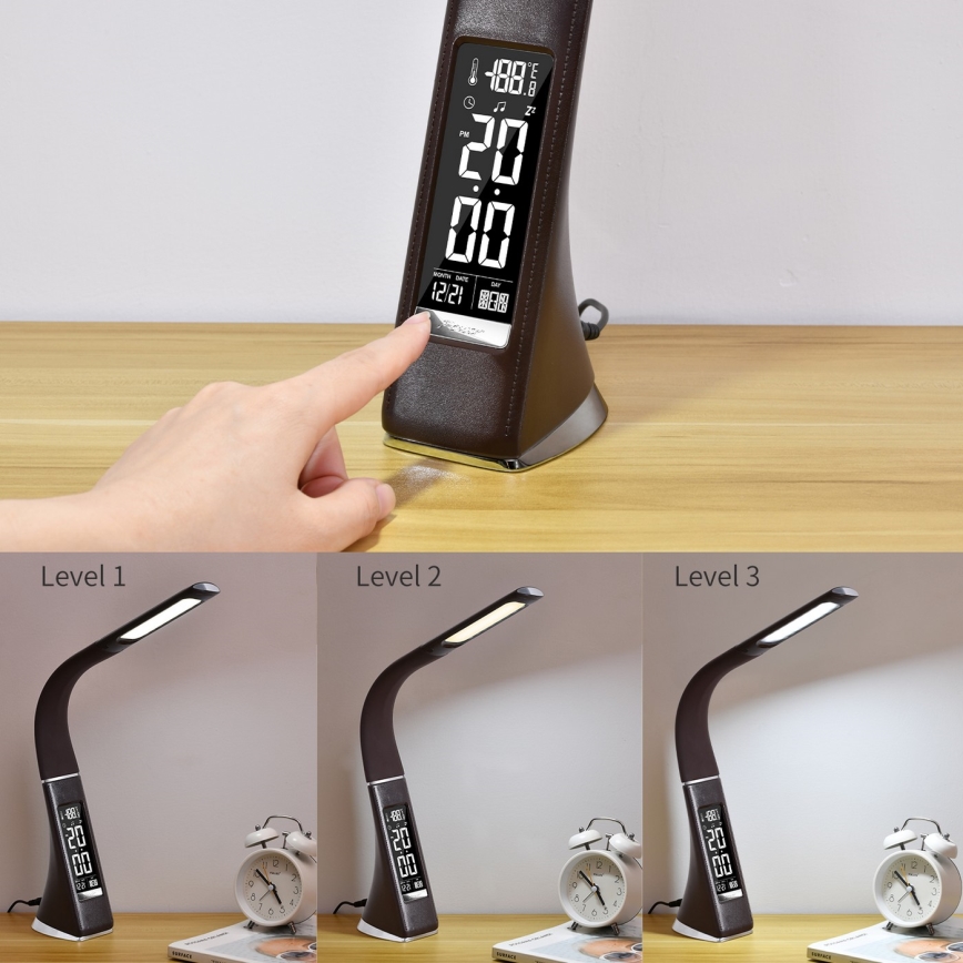 Lámpara LED de mesa regulable con display LEATHER LED/7W/230V