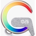 Immax 08986L - Lámpara LED RGB regulable con despertador y carga Qi 30W/230V dorado