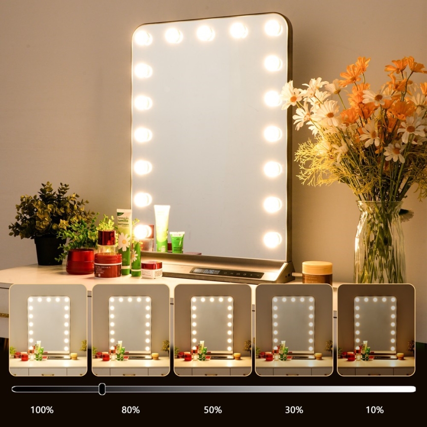 Espejo de maquillaje LED regulable HOLLYWOOD LED/18W/230V 3000/4200/6000K gris