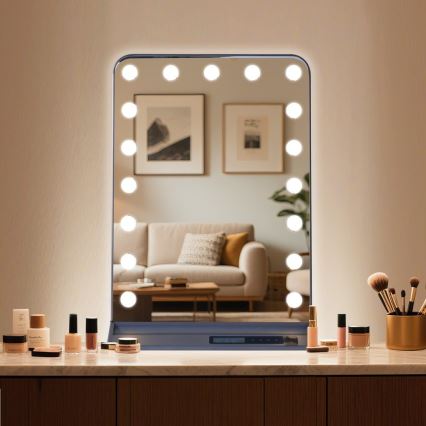 Espejo de maquillaje LED regulable HOLLYWOOD LED/18W/230V 3000/4200/6000K gris