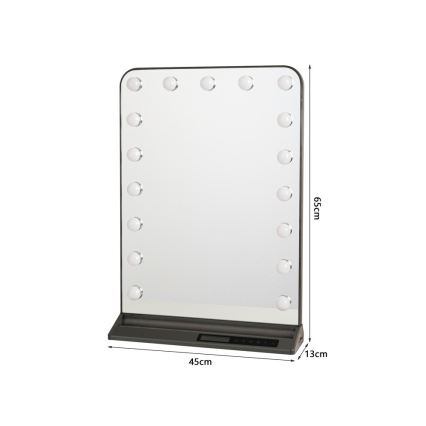 Espejo de maquillaje LED regulable HOLLYWOOD LED/18W/230V 3000/4200/6000K gris