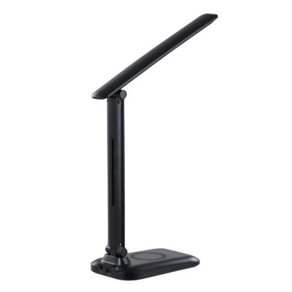 Lámpara de sobremesa LED regulable con carga inalámbrica Qi y USB LUMI LED/7W/230V negra