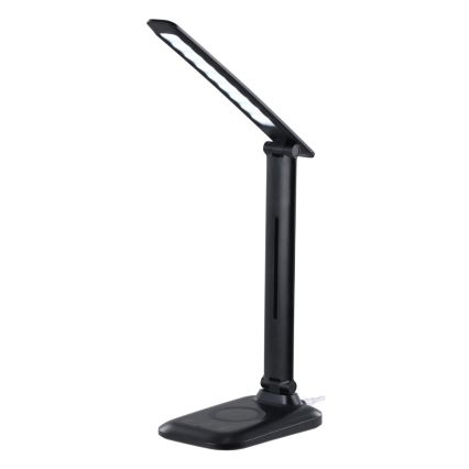 Lámpara de sobremesa LED regulable con carga inalámbrica Qi y USB LUMI LED/7W/230V negra