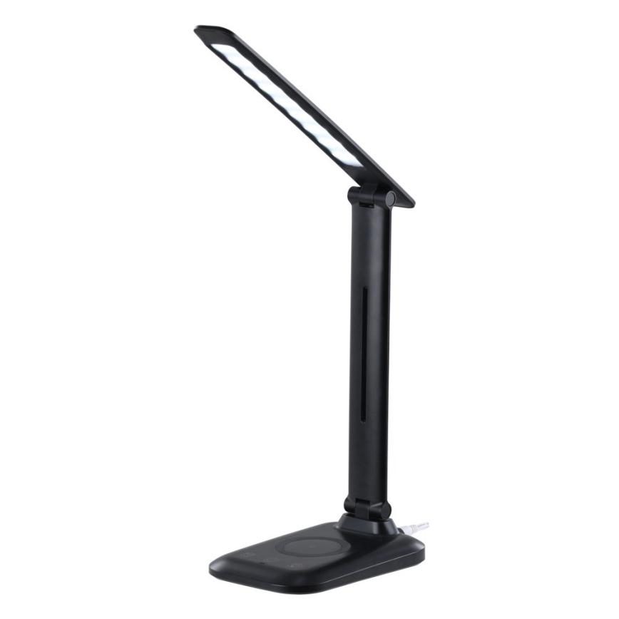 Lámpara de sobremesa LED regulable con carga inalámbrica Qi y USB LUMI LED/7W/230V negra