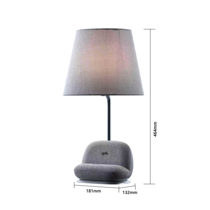 Lámpara de mesa LED regulable con carga inalámbrica Qi SOFA LED/6W/230V gris