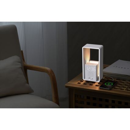 Lámpara de mesa LED con despertador y carga CALM LED/3,5W/5V