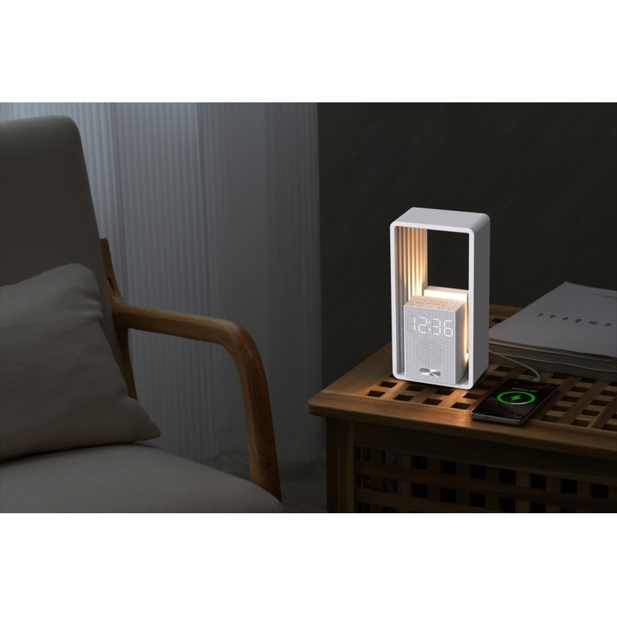 Lámpara de mesa LED con despertador y carga CALM LED/3,5W/5V