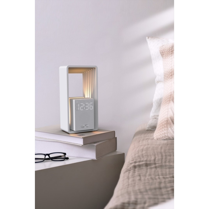 Lámpara de mesa LED con despertador y carga CALM LED/3,5W/5V
