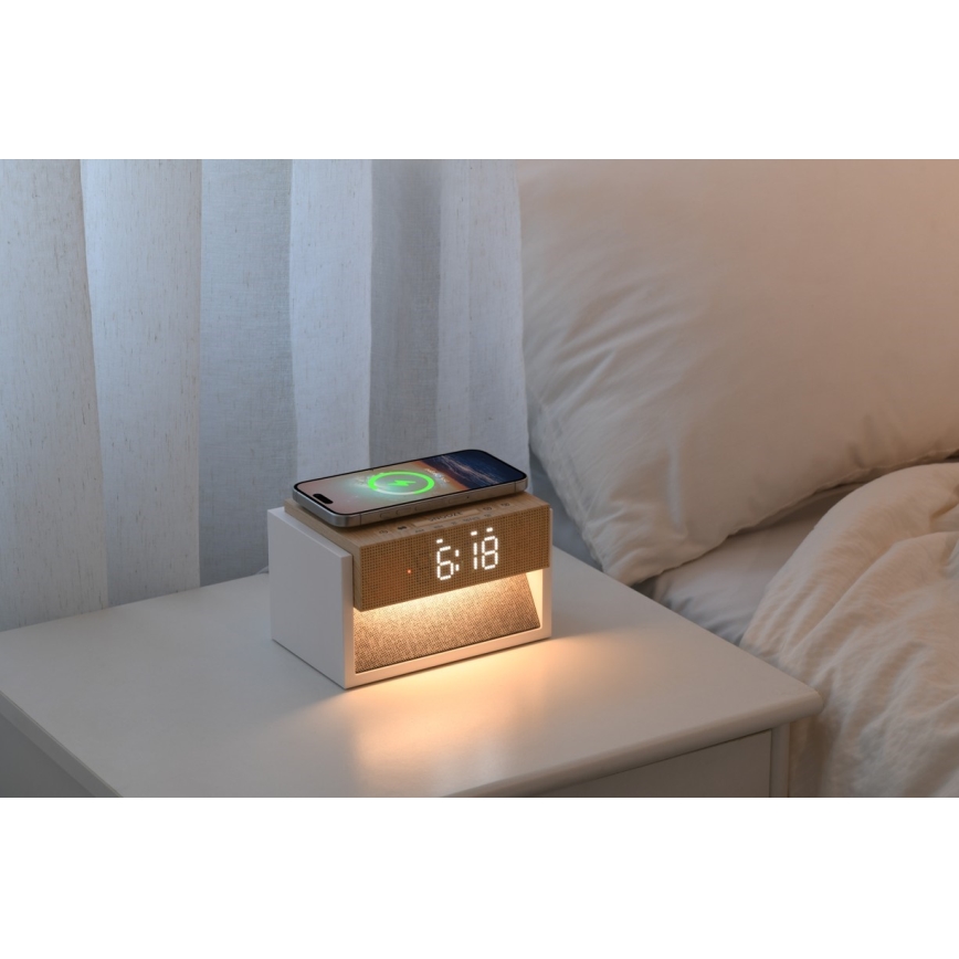 Lámpara de mesa LED con despertador y carga CALM LED/1,2W/5V