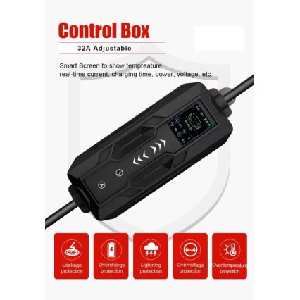 Immax - Estación de carga portátil para vehículos eléctricos EV AC Tipo 2 32A/380V 22kW + enchufe 230V 5m Wi-Fi Tuya