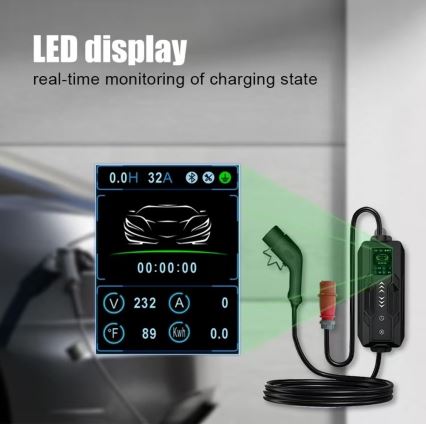 Immax - Estación de carga portátil para vehículos eléctricos EV AC Tipo 2 32A/380V 22kW + enchufe 230V 5m Wi-Fi Tuya