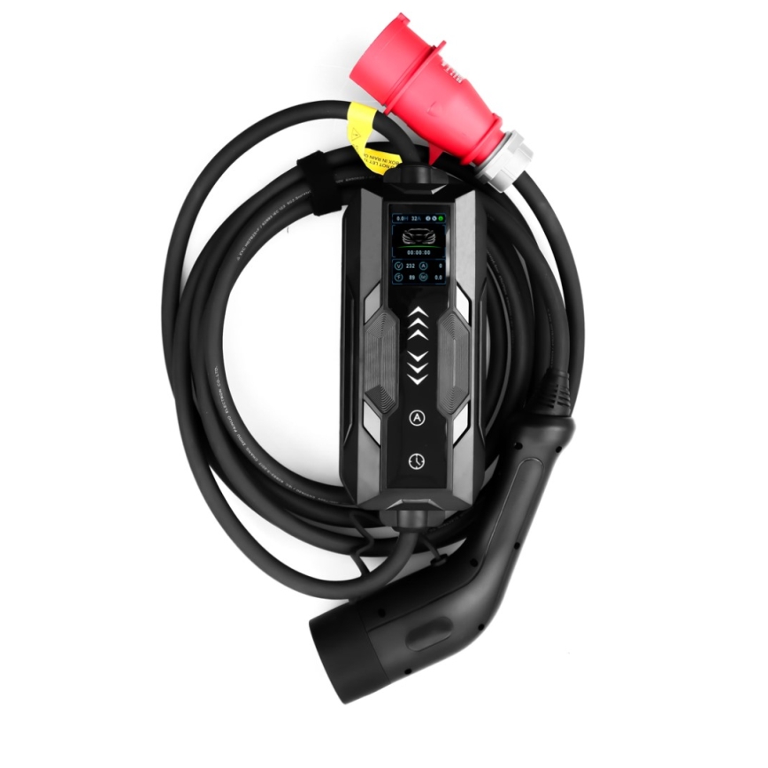 Immax - Estación de carga portátil para vehículos eléctricos EV AC Tipo 2 32A/380V 22kW + enchufe 230V 5m Wi-Fi Tuya