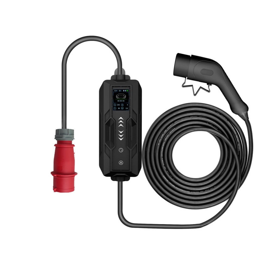 Immax - Estación de carga portátil para vehículos eléctricos EV AC Tipo 2 32A/380V 22kW + enchufe 230V 5m Wi-Fi Tuya