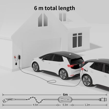 Immax - Estación de carga portátil para vehículos eléctricos EV AC Tipo 2 32A/380V 22kW + enchufe 230V 5m Wi-Fi Tuya