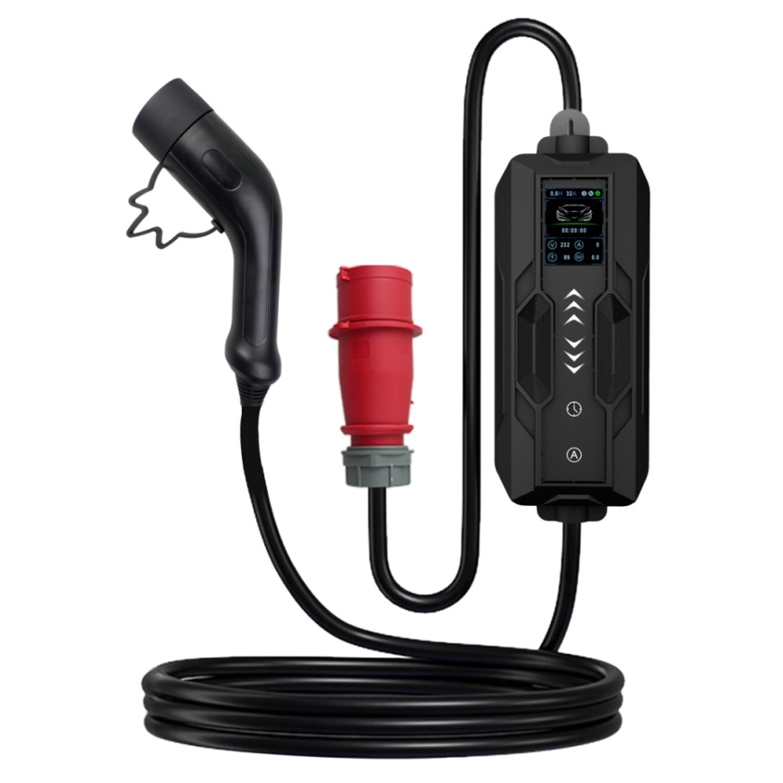 Immax - Estación de carga portátil para vehículos eléctricos (VE), CA Tipo 2, 16 A/380 V, 11 kW, con enchufe 230 V y cable de 5 m, Wi-Fi Tuya
