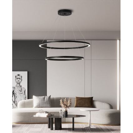 Immax NEO 07158-B80-60 - Lámpara de araña LED regulable FINO LED/93W/230V Tuya negro + mando a distancia