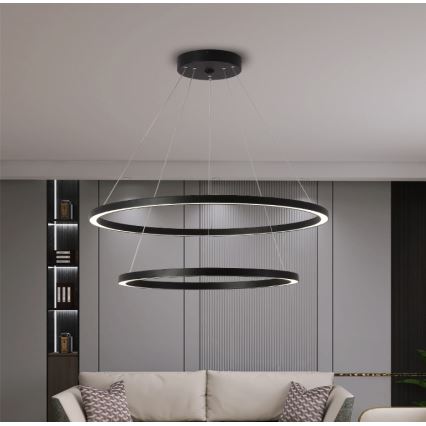 Immax NEO 07158-B80-60 - Lámpara de araña LED regulable FINO LED/93W/230V Tuya negro + mando a distancia