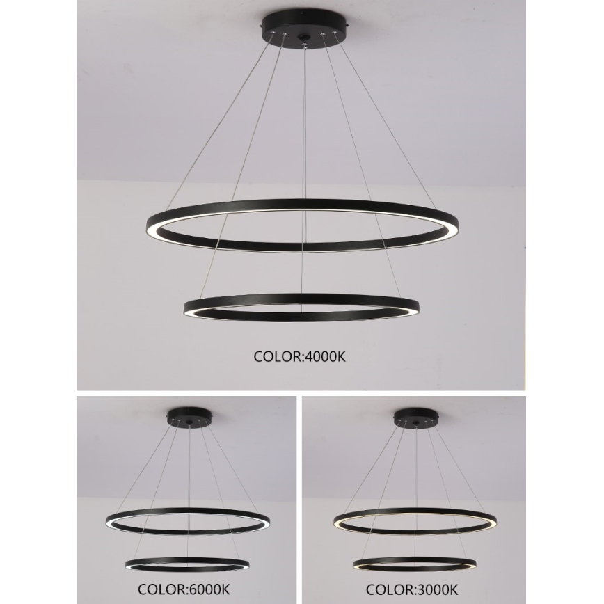 Immax NEO 07158-B80-60 - Lámpara de araña LED regulable FINO LED/93W/230V Tuya negro + mando a distancia