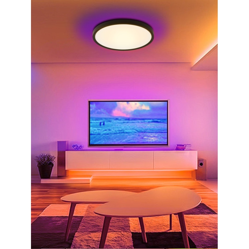 Immax NEO 07170-B60 - LED RGB+CCT Plafón con dimmer NEO LITE TUDO LED/65W/230V 2700-6500K Wi-Fi Tuya negro + control remoto