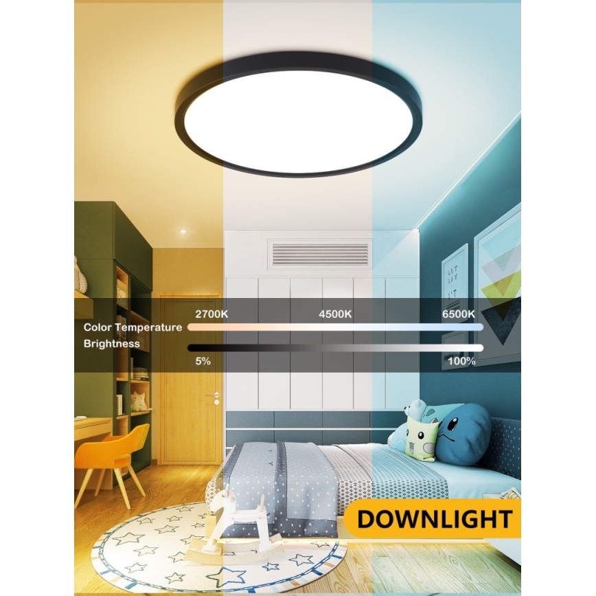 Immax NEO 07170-B60 - LED RGB+CCT Plafón con dimmer NEO LITE TUDO LED/65W/230V 2700-6500K Wi-Fi Tuya negro + control remoto